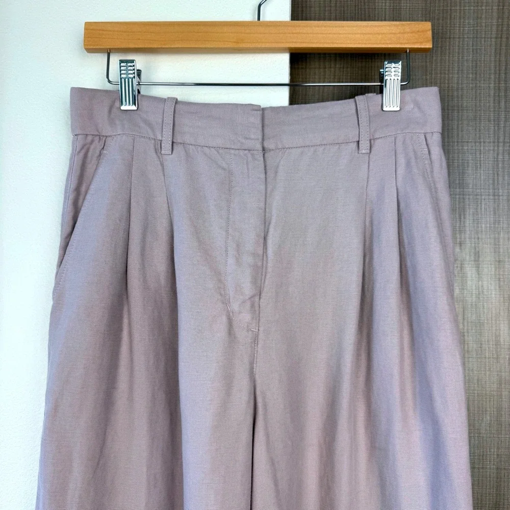 Aritzia Wilfred The Effortless Pants Linen Blend Trouser Cloudy Lilac Size 8